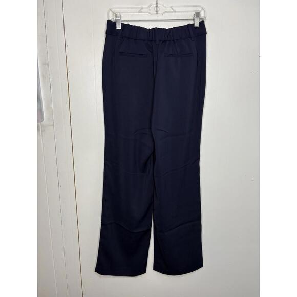 Quince Pants Womens 4 Stretch Crepe Wide Leg Pleated Navy Corpcore Career - Picture 2 of 10